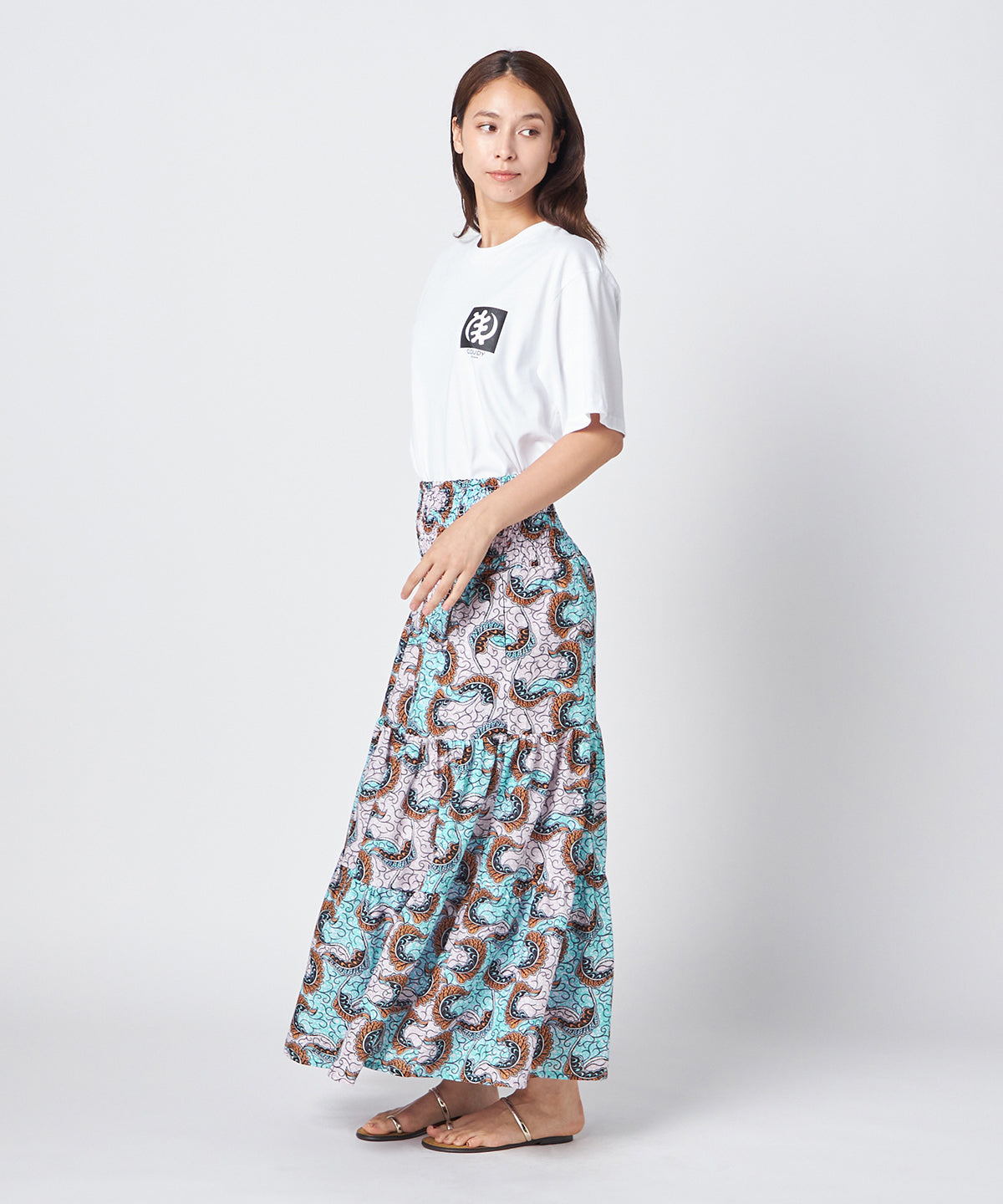 Lunch T-shirts flower and adinkra WHITE