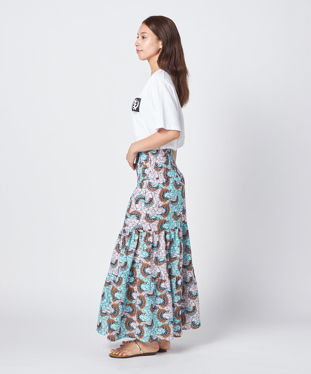 Lunch T-shirts flower and adinkra WHITE
