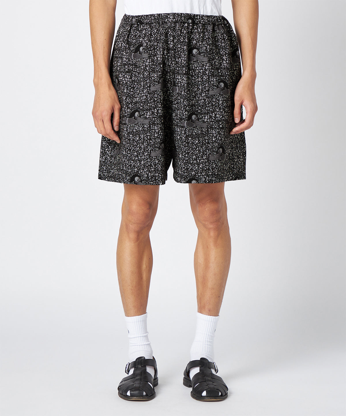 African Textile Shorts BLACK