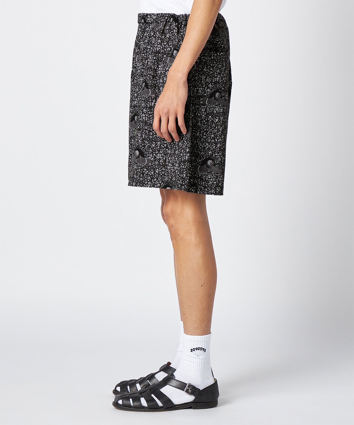African Textile Shorts BLACK