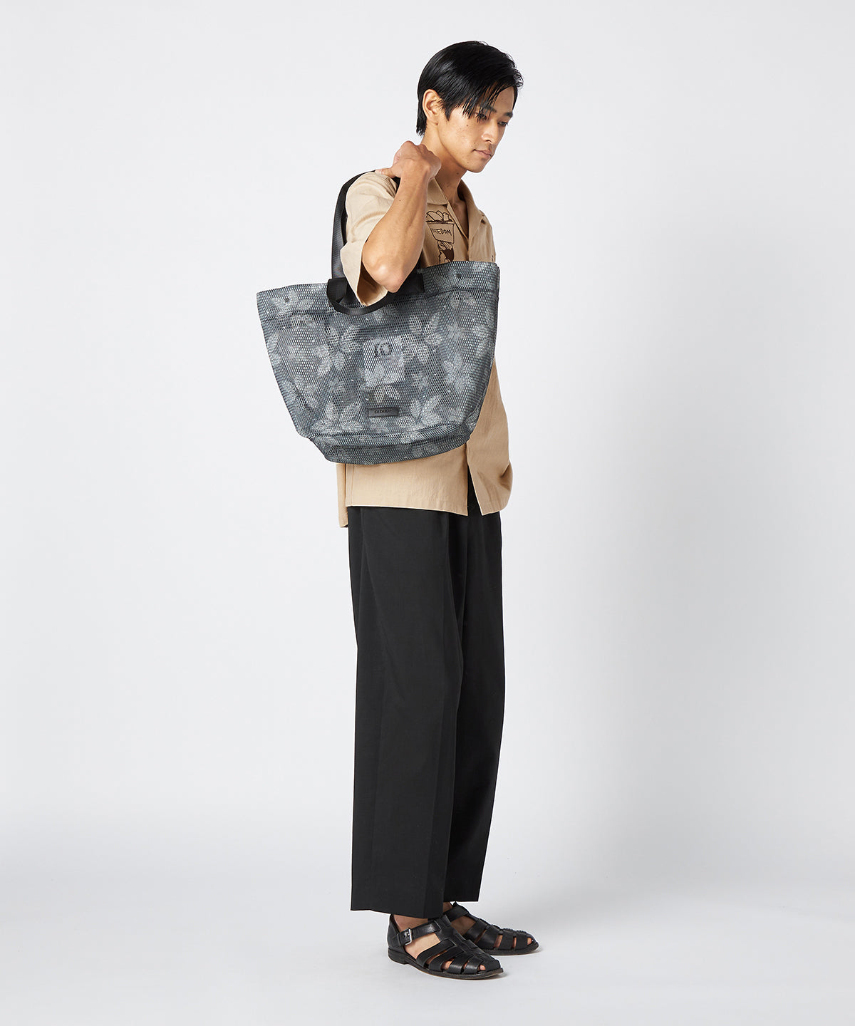Mesh Tote Bag「心の花」 NAVY
