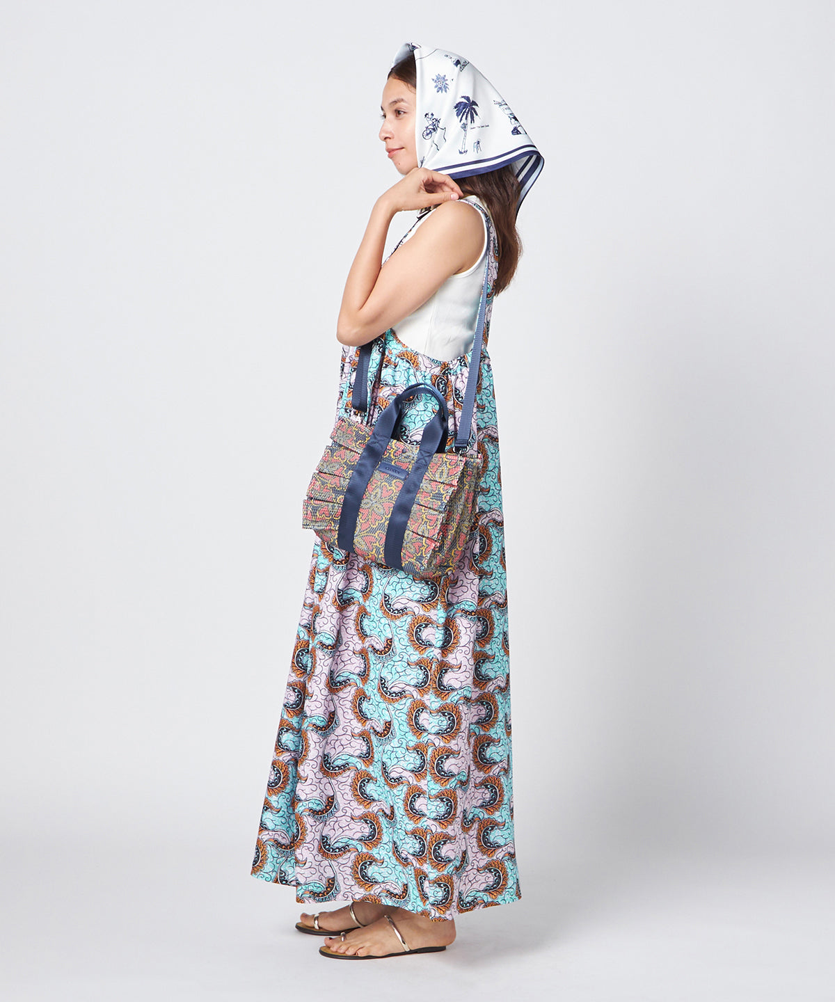 Mesh Frill Bag「心の花」 NAVY