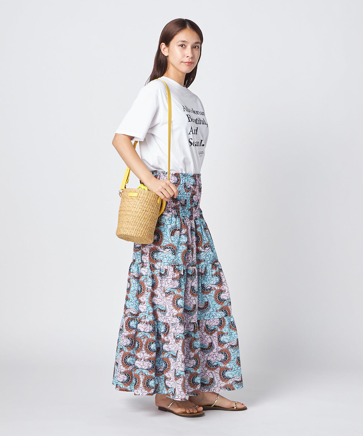 2way Hundle Tube Basket YELLOW/NATURAL