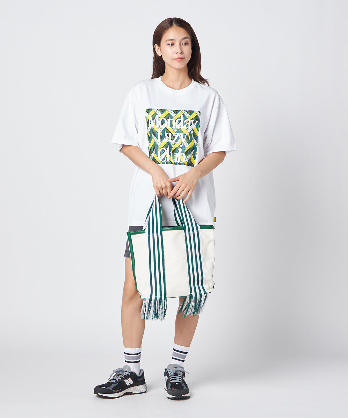 フリンジケンテキャンバストート(Mサイズ)GREEN×WHITE