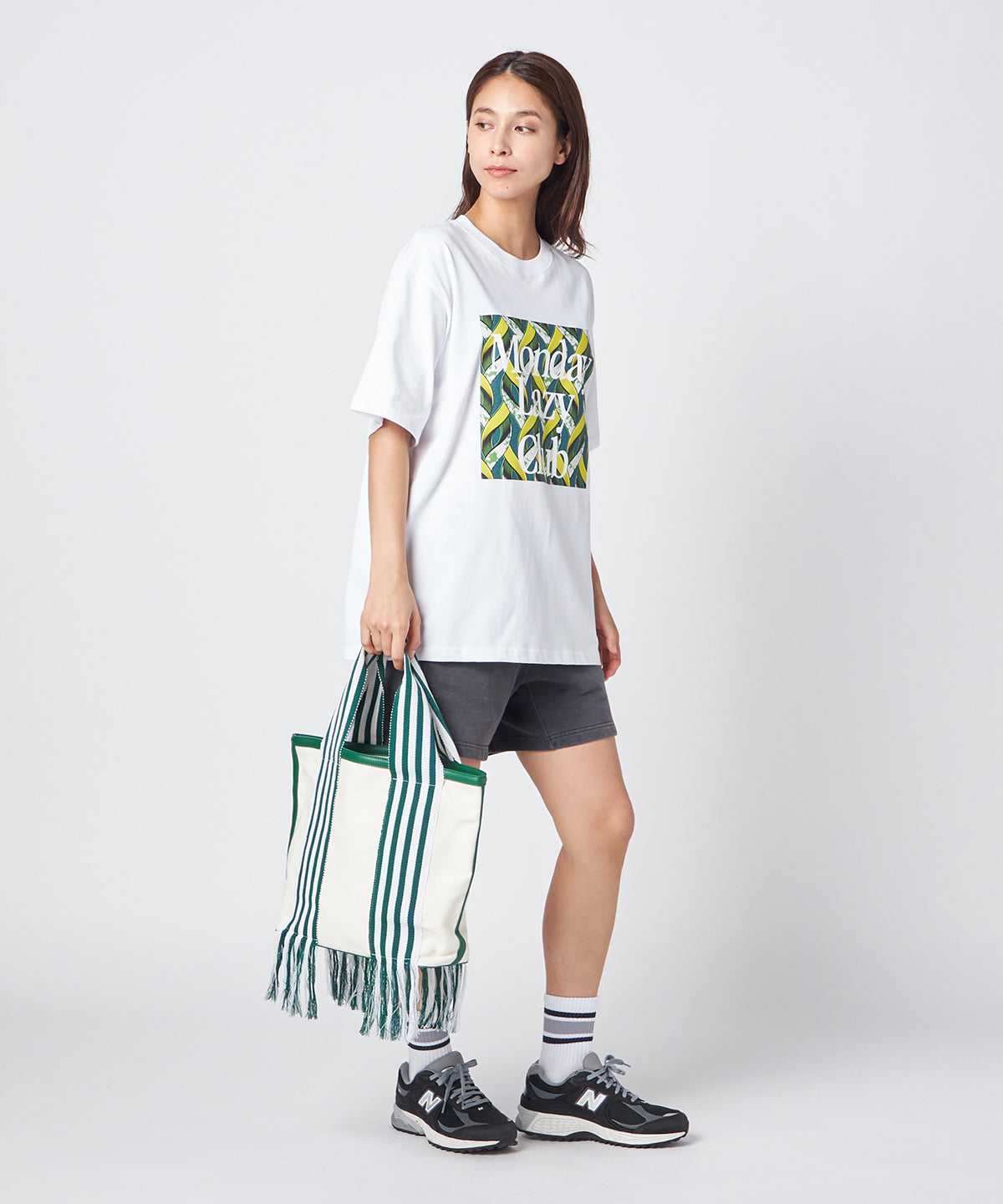 フリンジケンテキャンバストート(Mサイズ)GREEN×WHITE