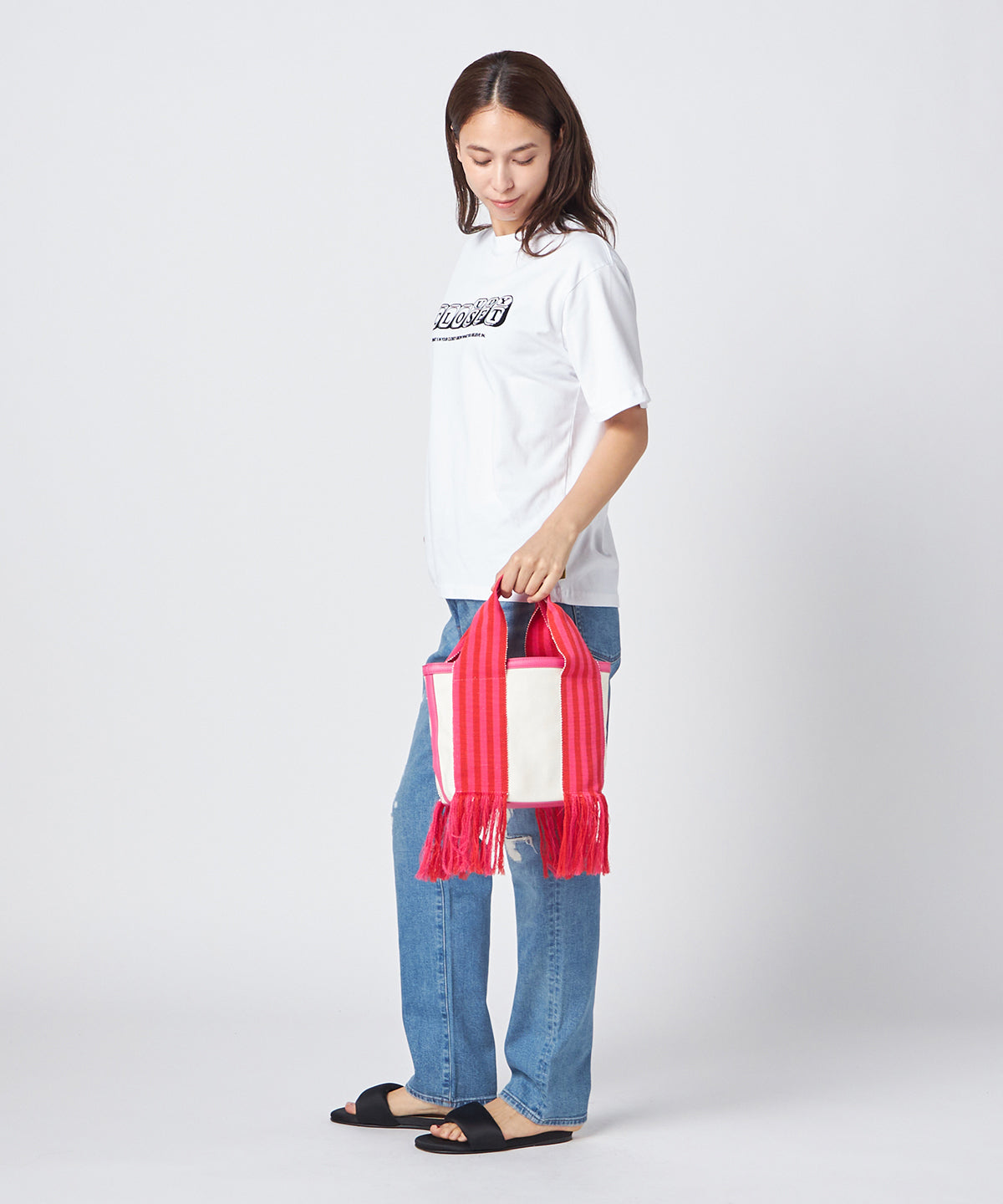 フリンジケンテキャンバストート(Sサイズ)PINK×RED