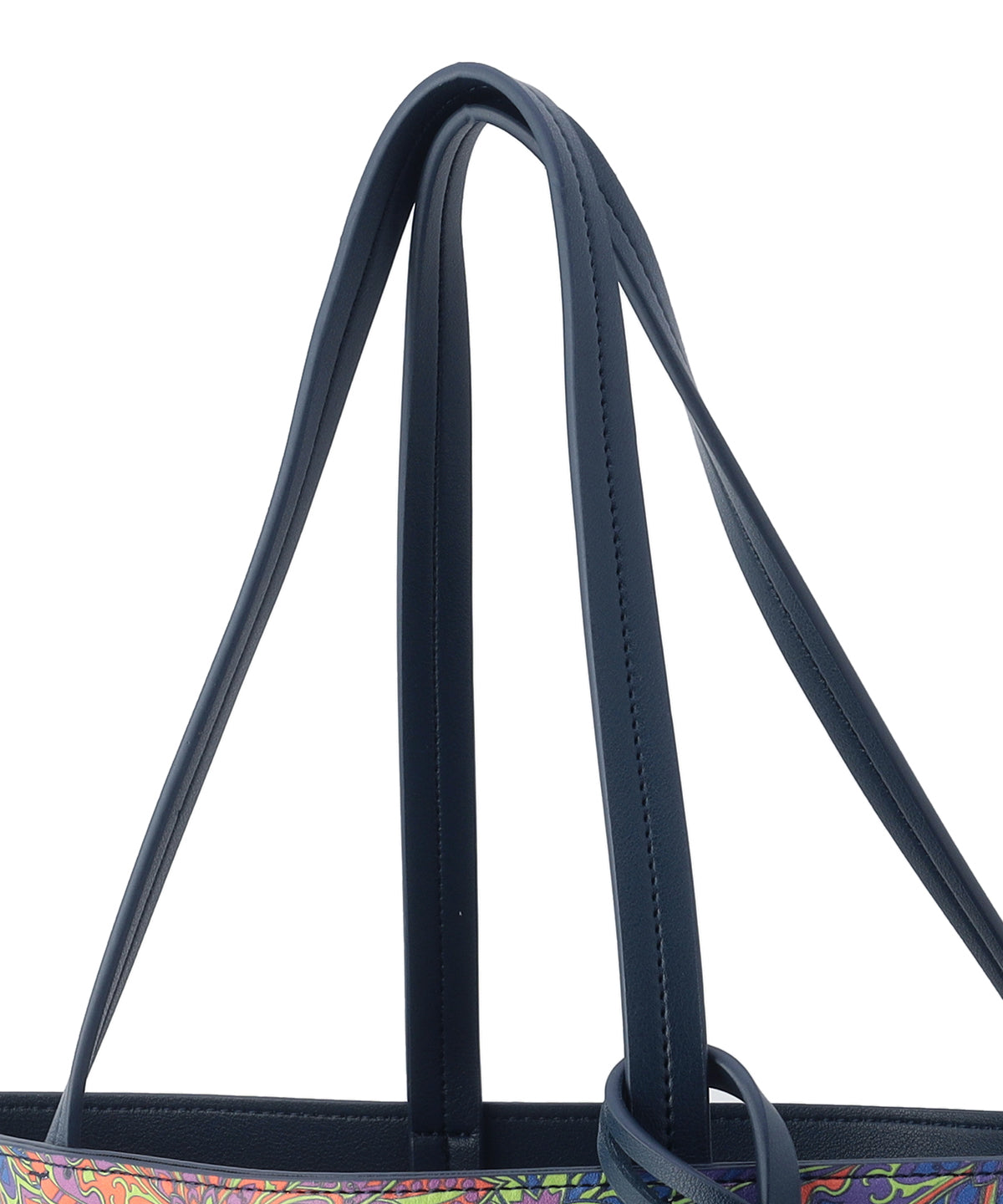 Fake Leather Printed Tote Bag (Large) NAVY