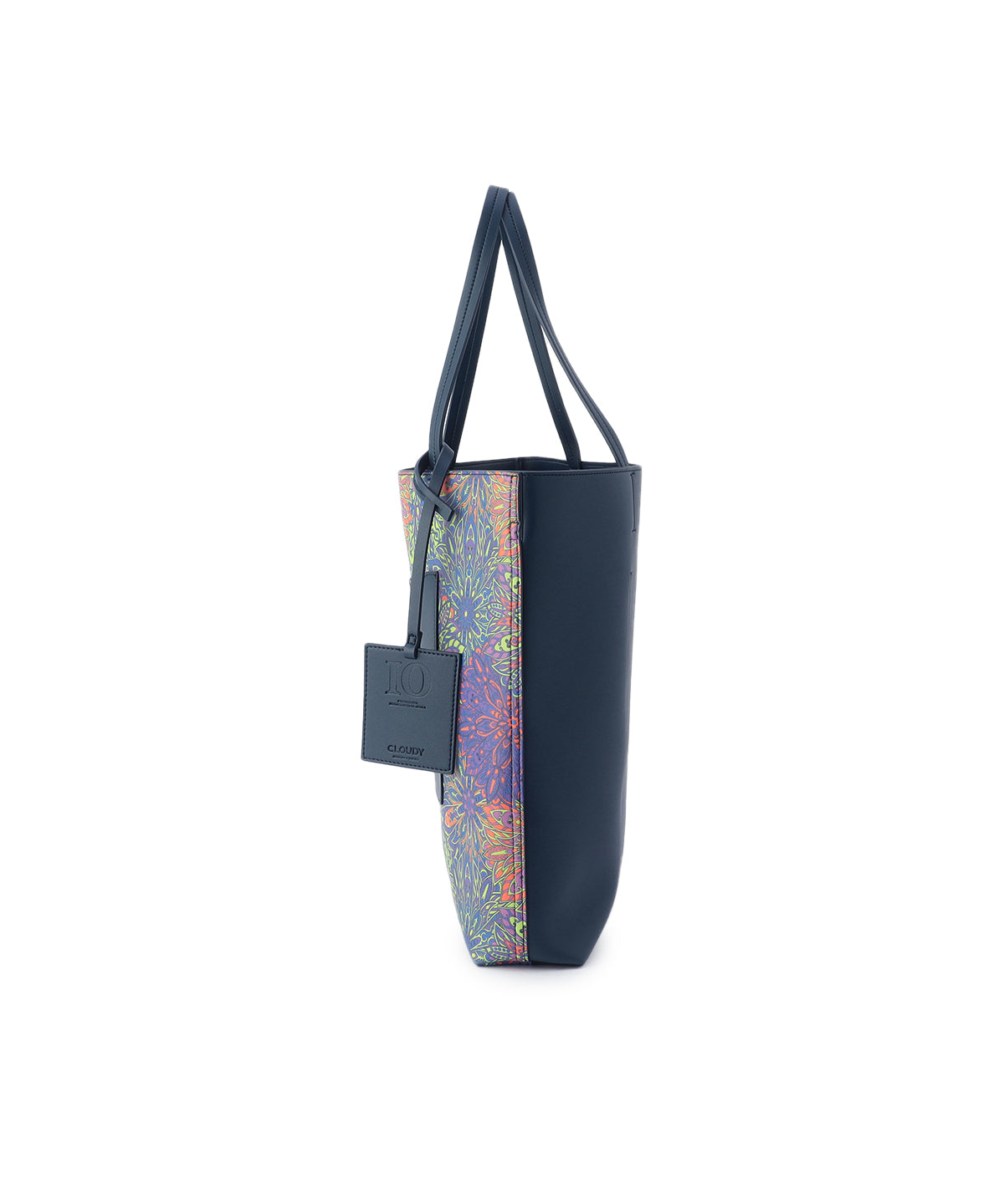 Fake Leather Printed Tote Bag (Large) NAVY