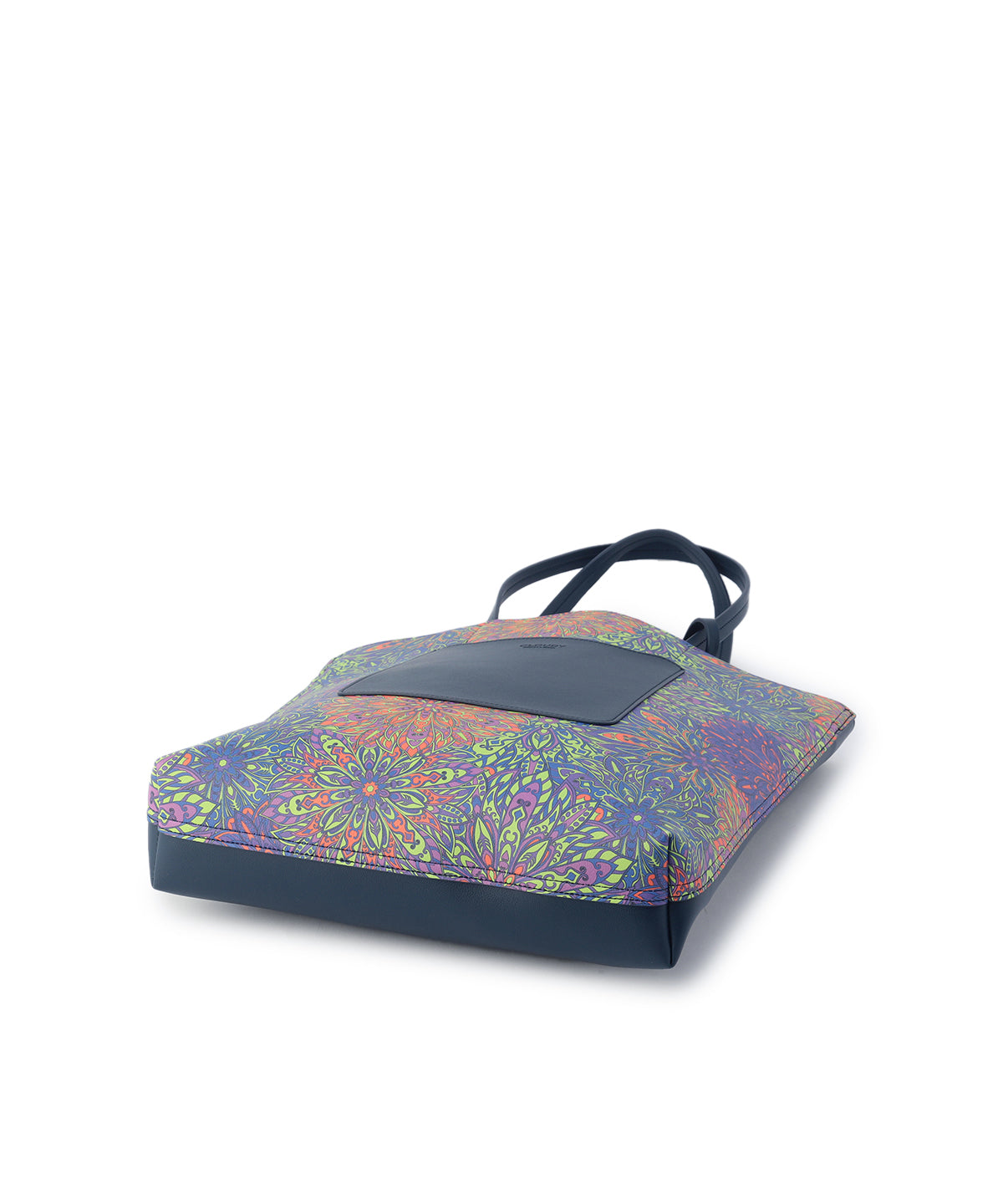 Fake Leather Printed Tote Bag (Large) NAVY