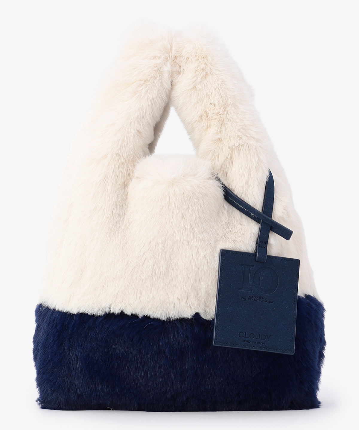 エコファーコンビニバッグ OFF WHITExNAVY