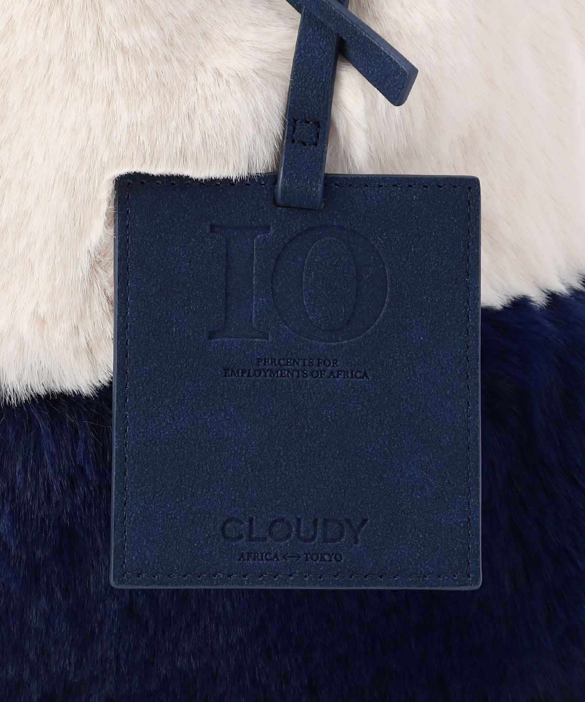 エコファーコンビニバッグ OFF WHITExNAVY