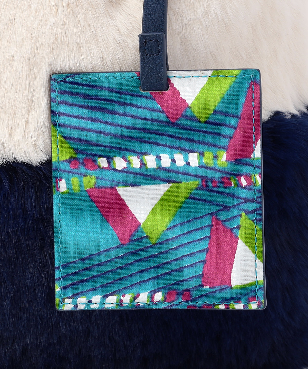 エコファーコンビニバッグ OFF WHITExNAVY