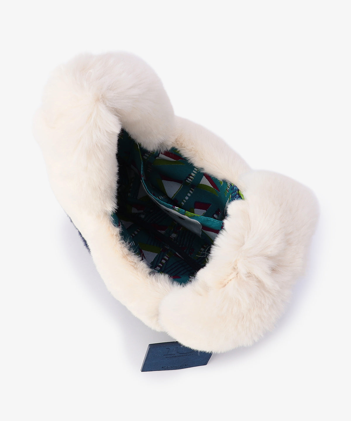 エコファーコンビニバッグ OFF WHITExNAVY