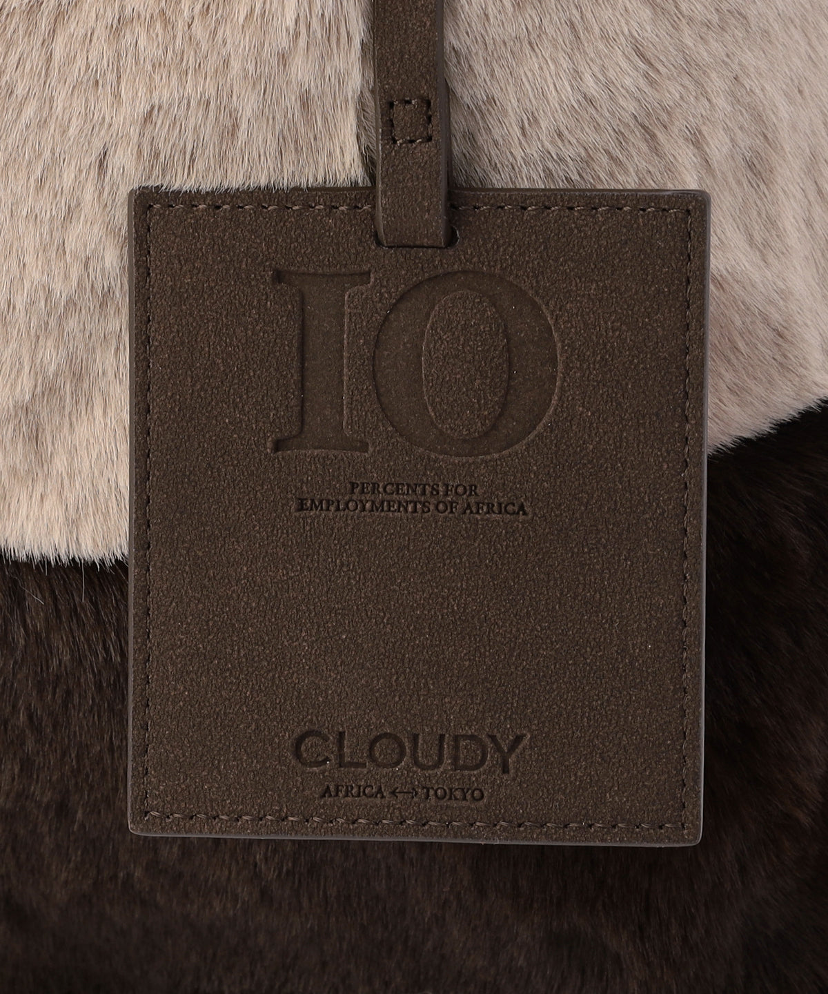 エコファーコンビニバッグ BEIGExBROWN