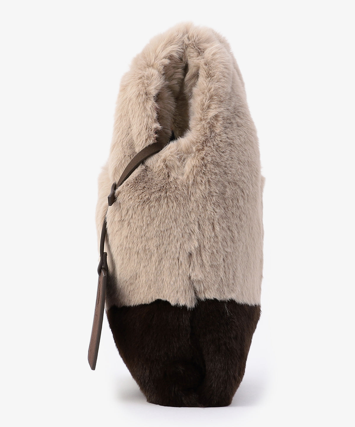 エコファーコンビニバッグ BEIGExBROWN