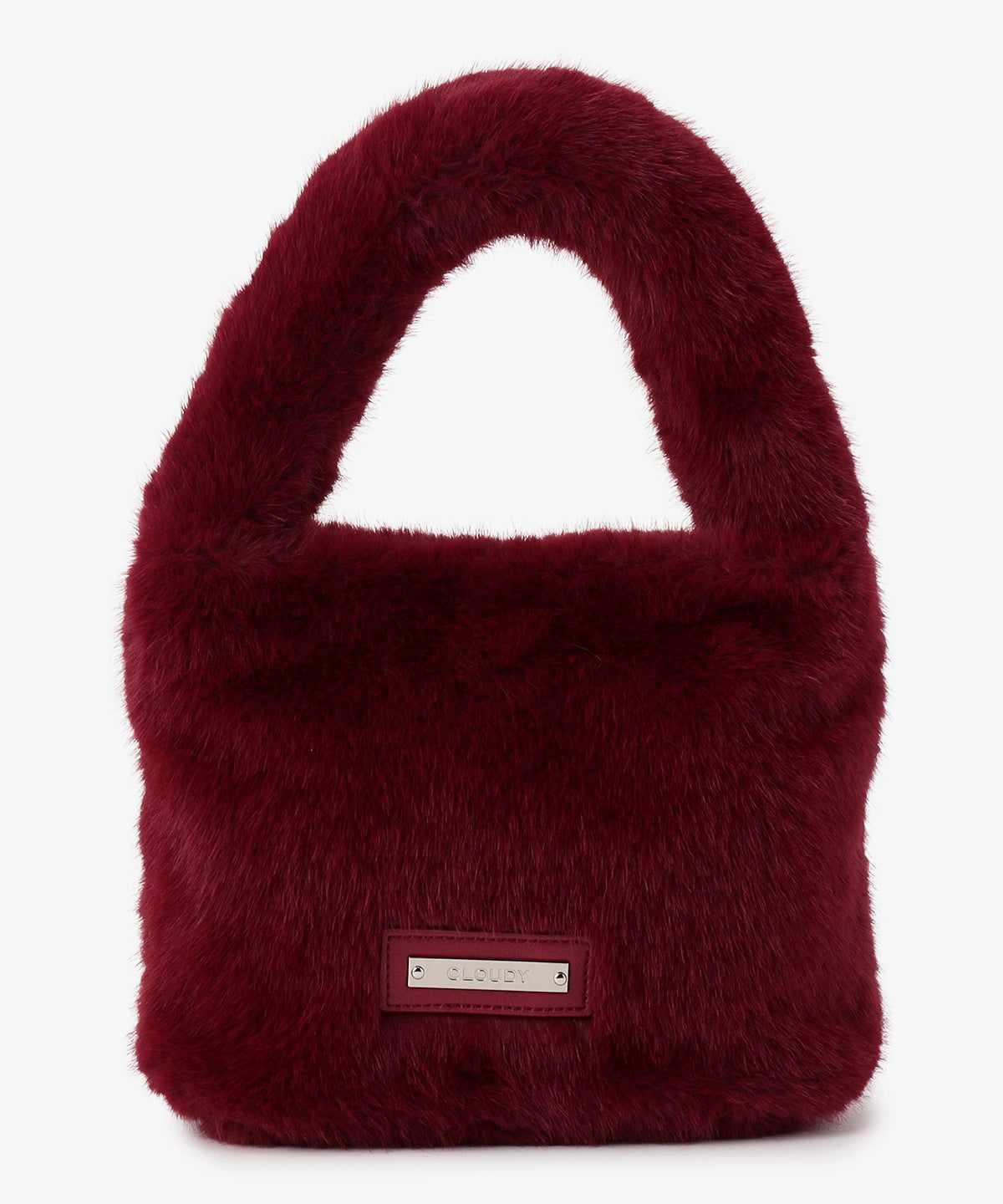 ラウンドハンドルファーバッグ WINE