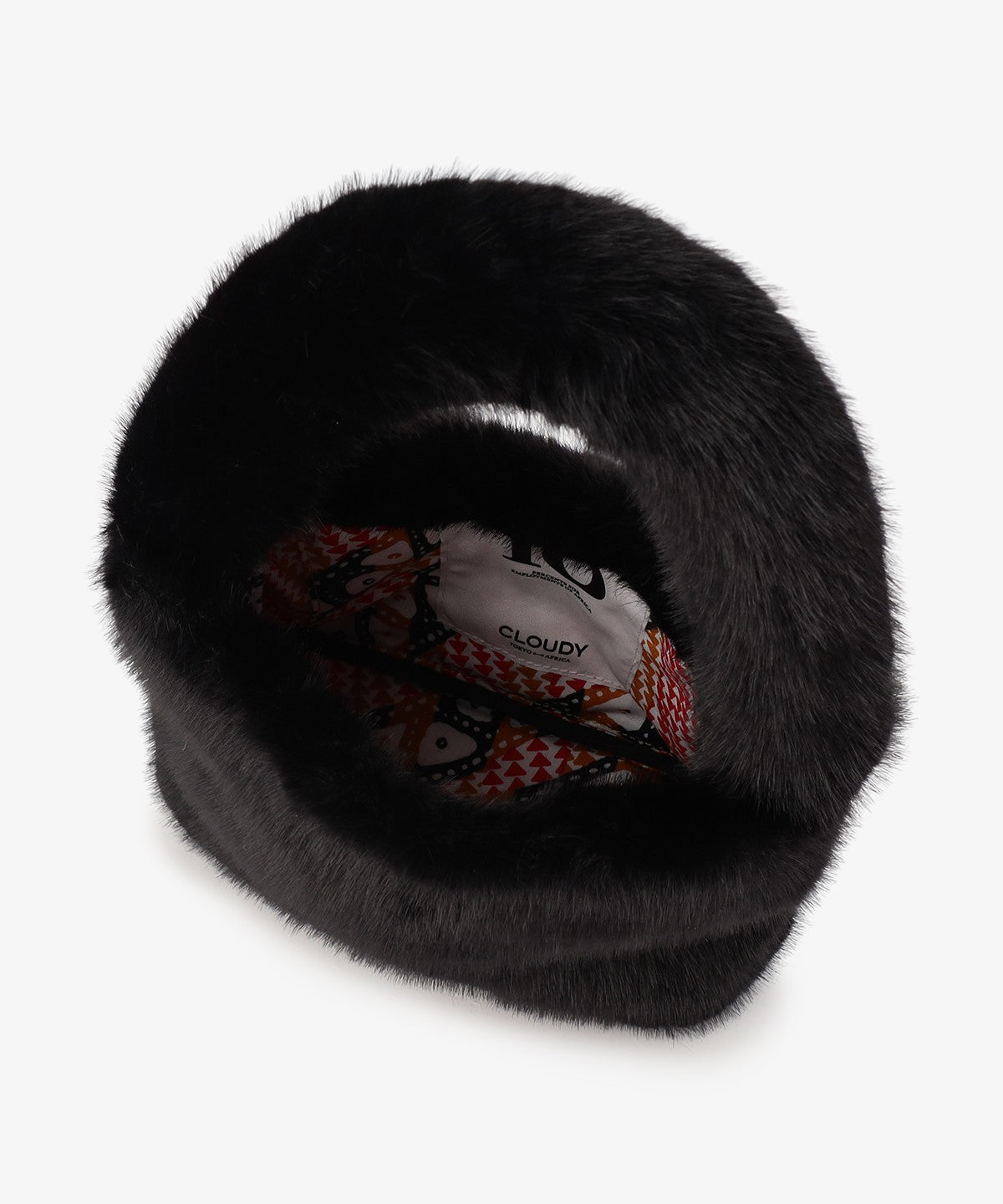 ラウンドハンドルファーバッグ BLACK