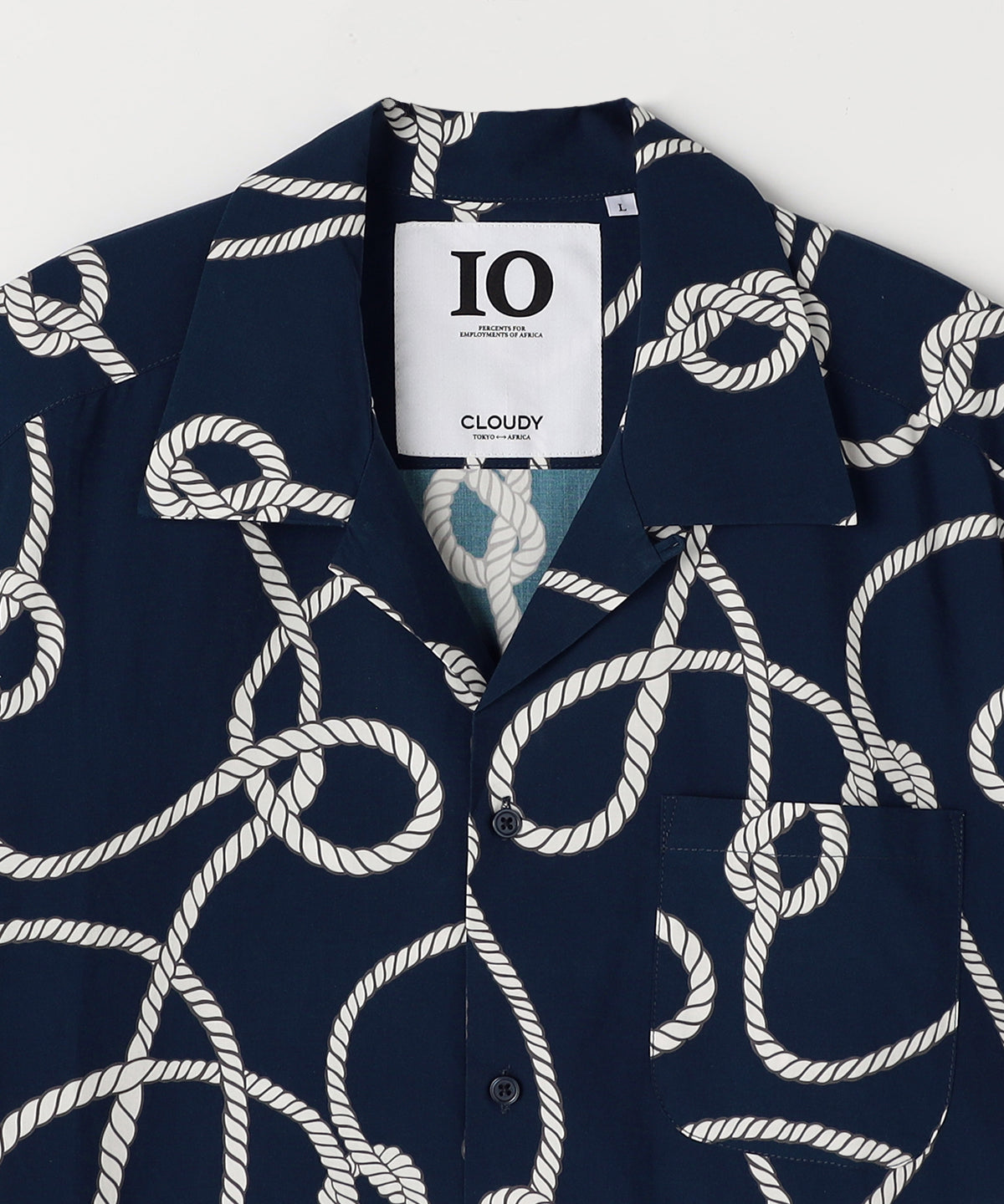 プリント半袖シャツ NAVY