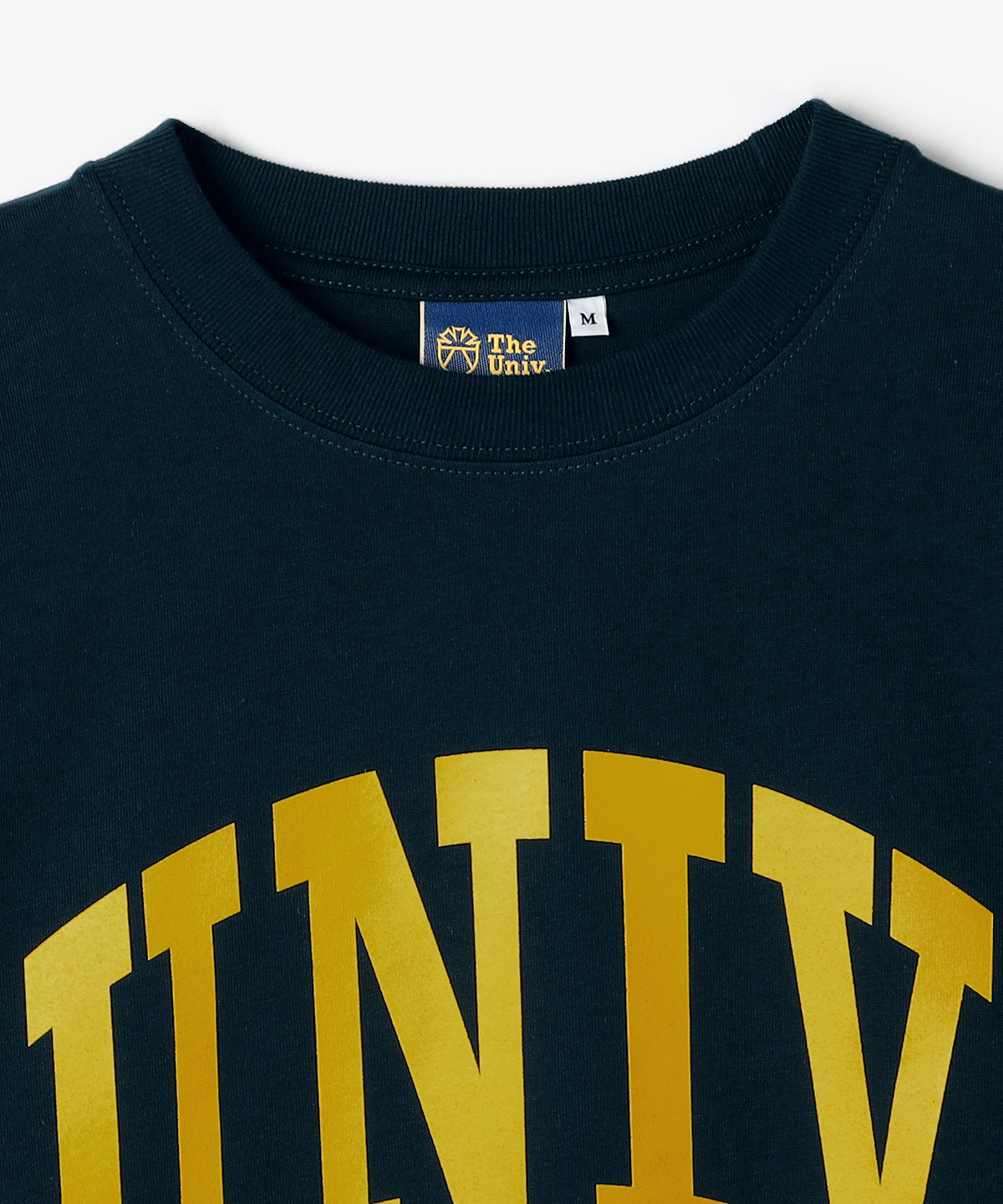 The University. カレッジロゴ ロンT NAVY