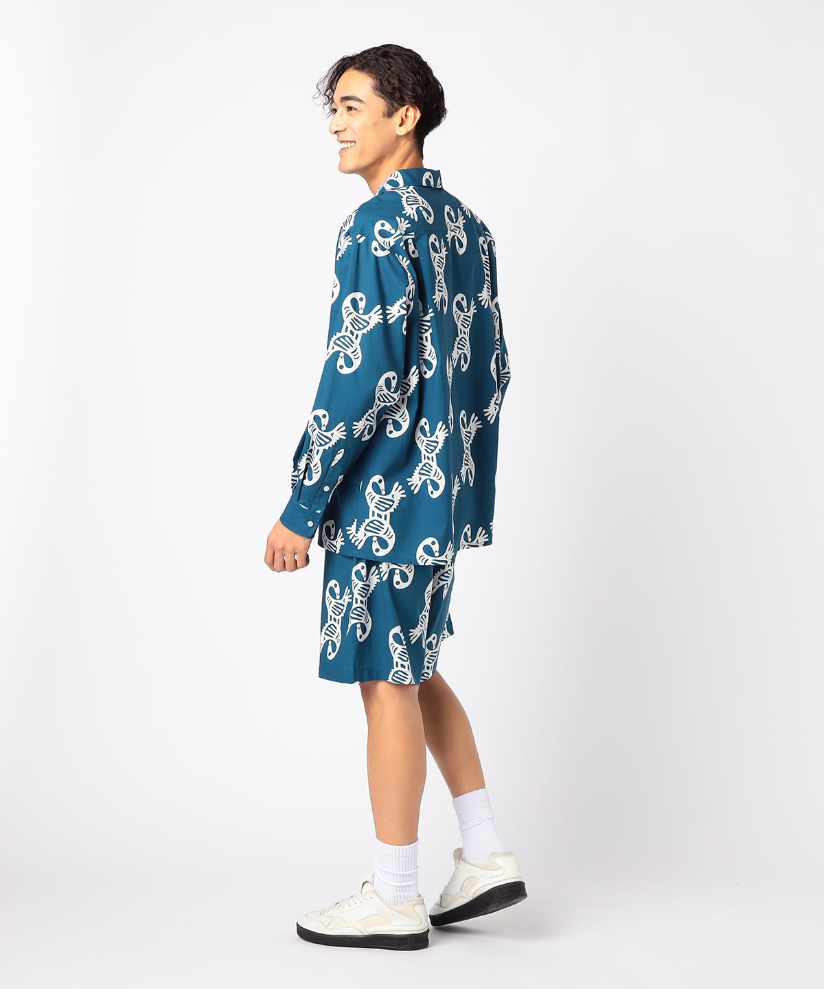 African Textile Long Sleeve Shirt BLUE