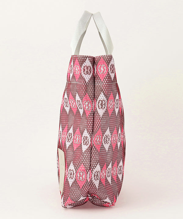 African Textile Mesh Tote Bag (Medium) SILVER