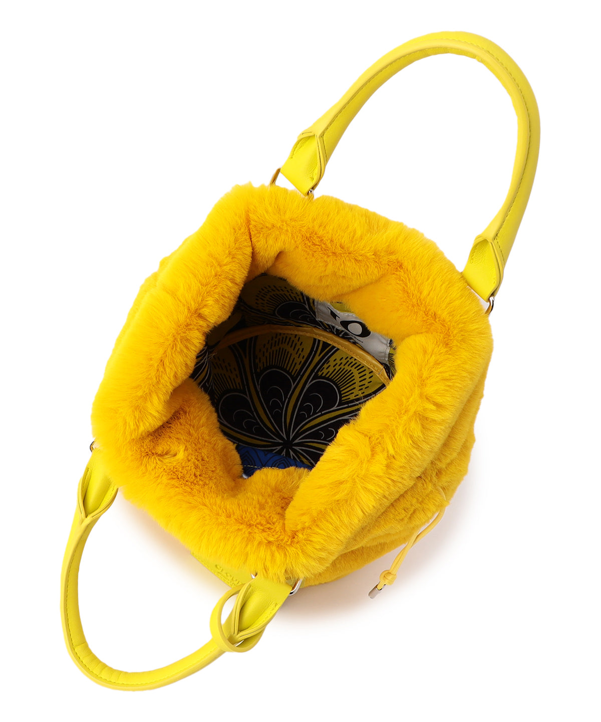 Eco Fur × Fake Leather Handle Bag YELLOW