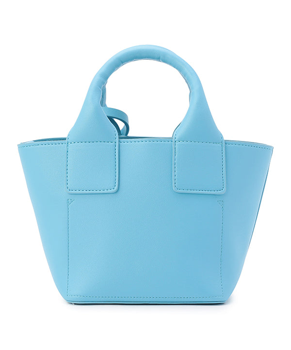 Printed Fake Leather 2Way Handbag (Small) SAX