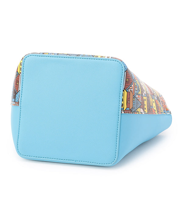 Printed Fake Leather 2Way Handbag (Small) SAX