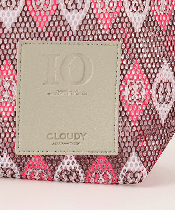 African Textile Mesh Tote Bag (Medium) SILVER