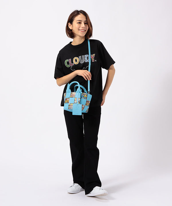 Printed Fake Leather 2Way Mesh Bag RED