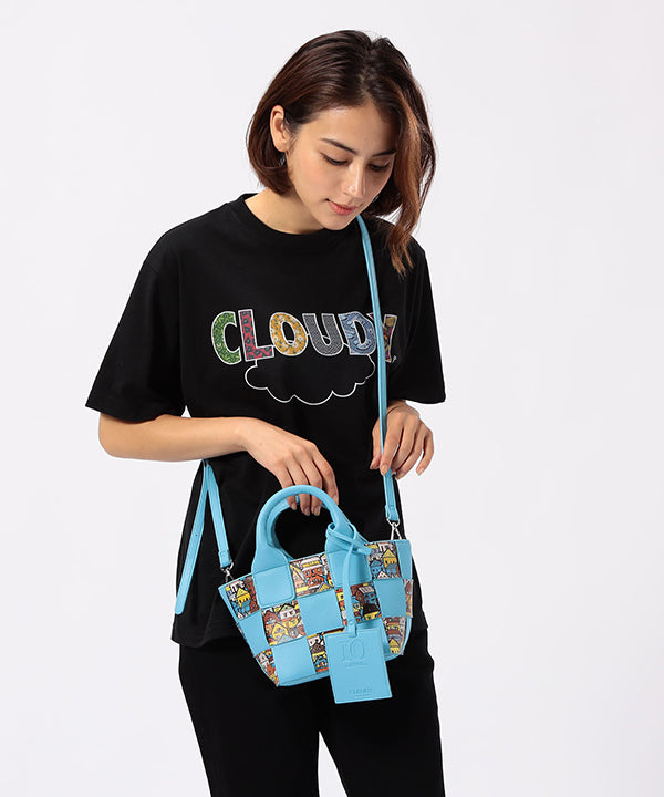Printed Fake Leather 2Way Mesh Bag RED
