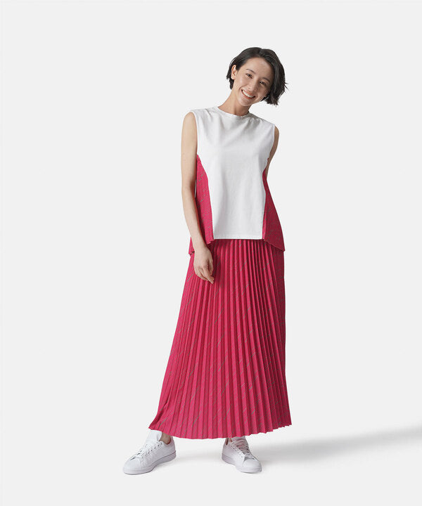 Sidepleated Cut&sew(sleeveless)WHITE × PINK