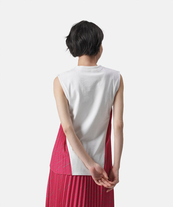 Sidepleated Cut&sew(sleeveless)WHITE × PINK
