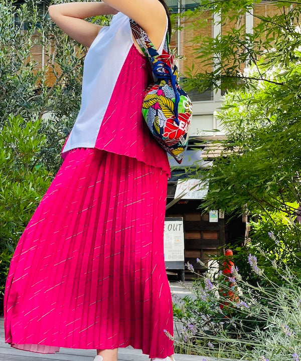 Sidepleated Cut&sew(sleeveless)WHITE × PINK