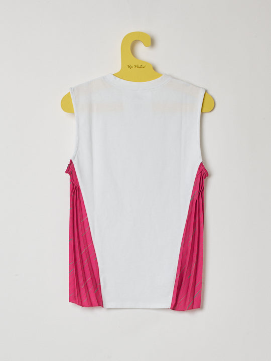 Sidepleated Cut&sew(sleeveless)WHITE × PINK