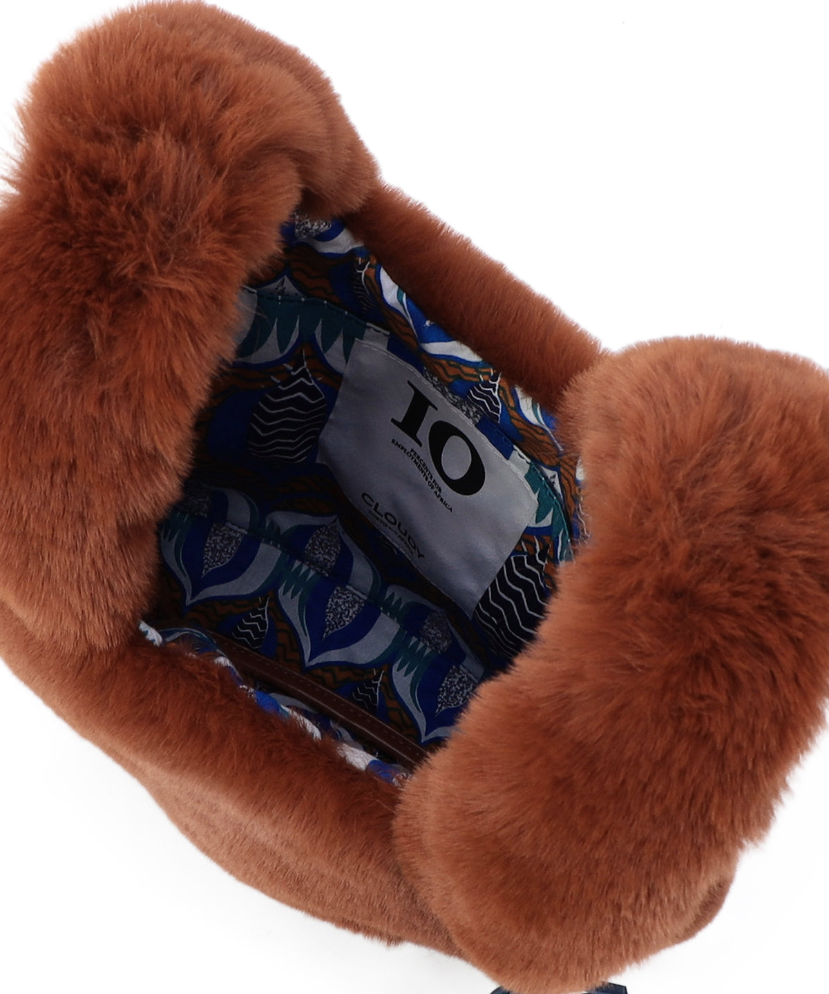 Eco Fur Convenience Bag (Small) BROWN×NAVY