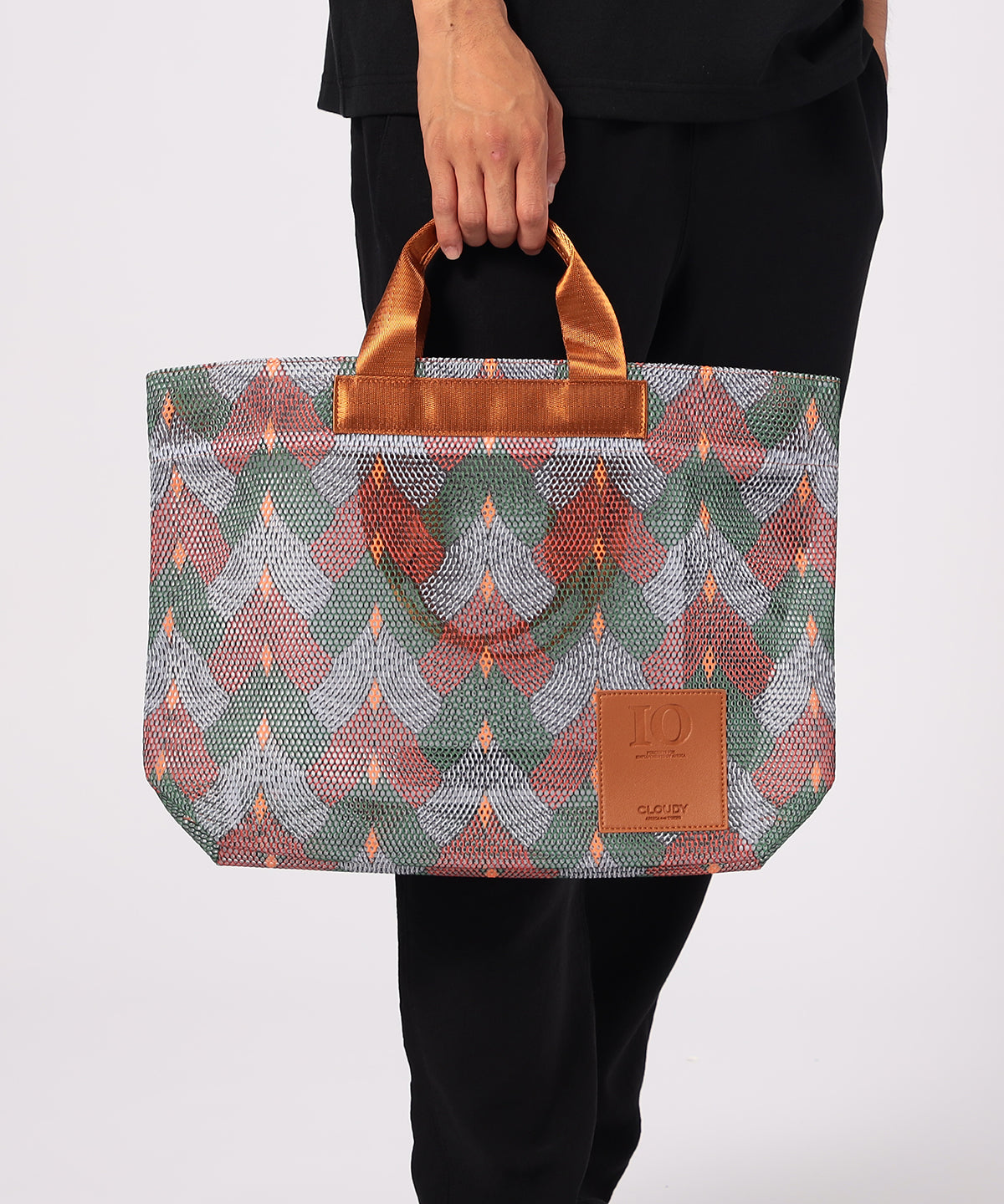 African Textile Mesh Tote Bag (Medium) SILVER