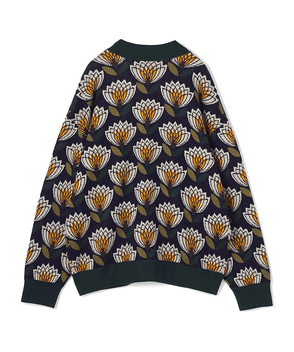 Wool/Nylon Knit Cardigan NAVY