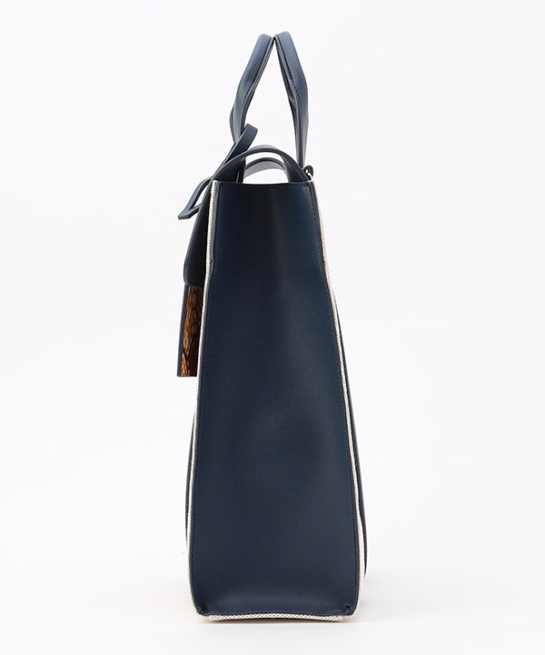 Two Tone Kente Shoulder Bag (Medium)DARK NAVY