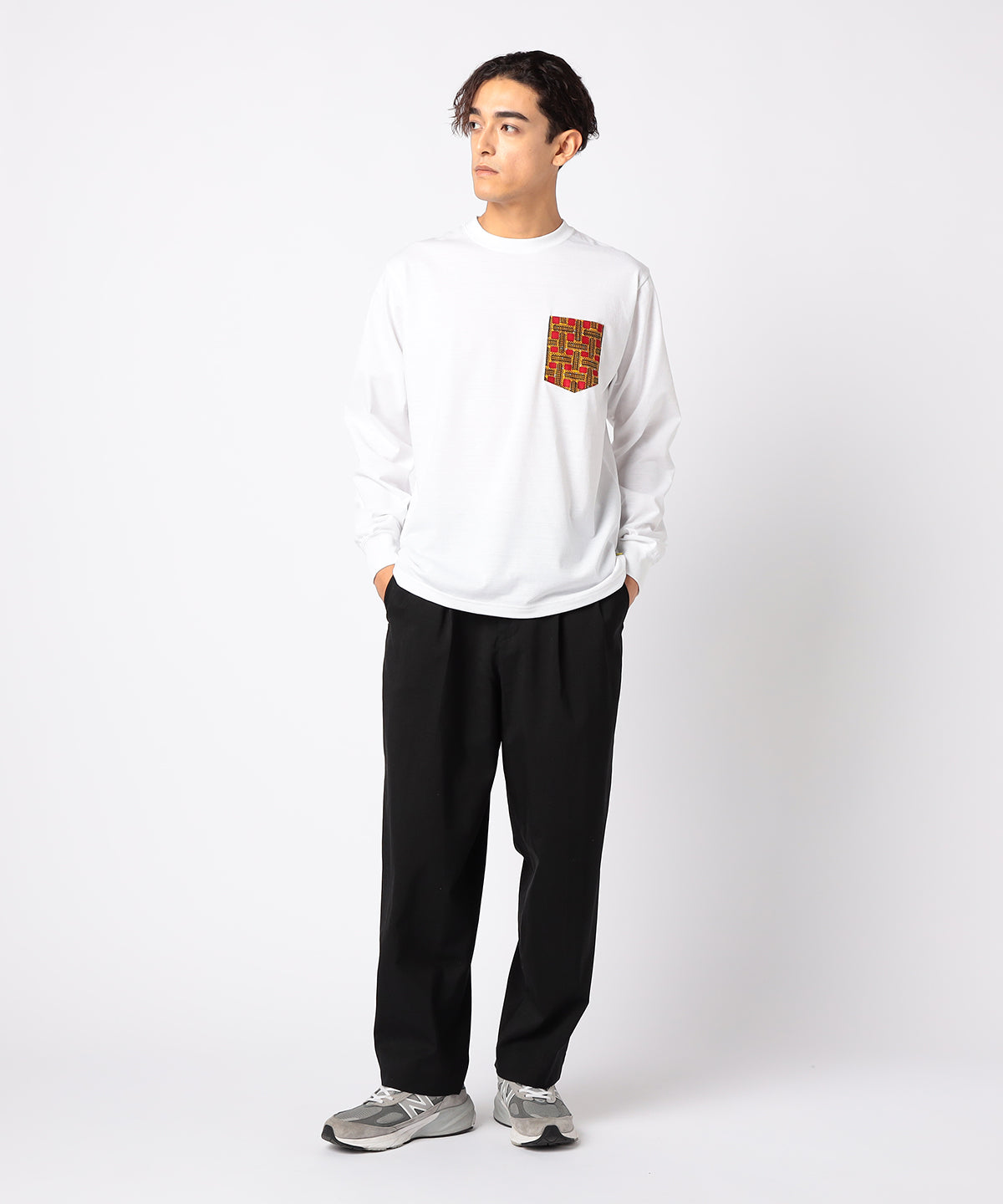 Long Sleeve Pocket T-SHIRTS 102 WHITE