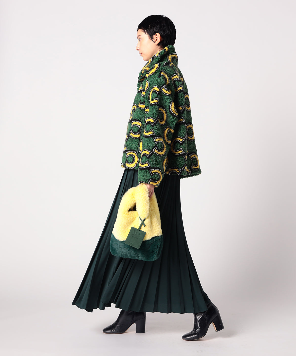 Eco Fur Convenience Bag (Small) YELLOW×GREEN