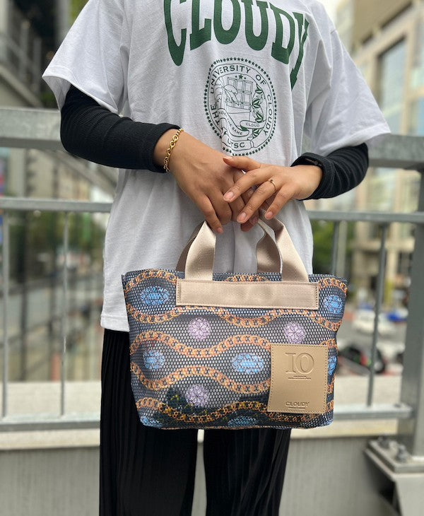 African Textile Mesh Tote Bag (Extra Small) WHITE