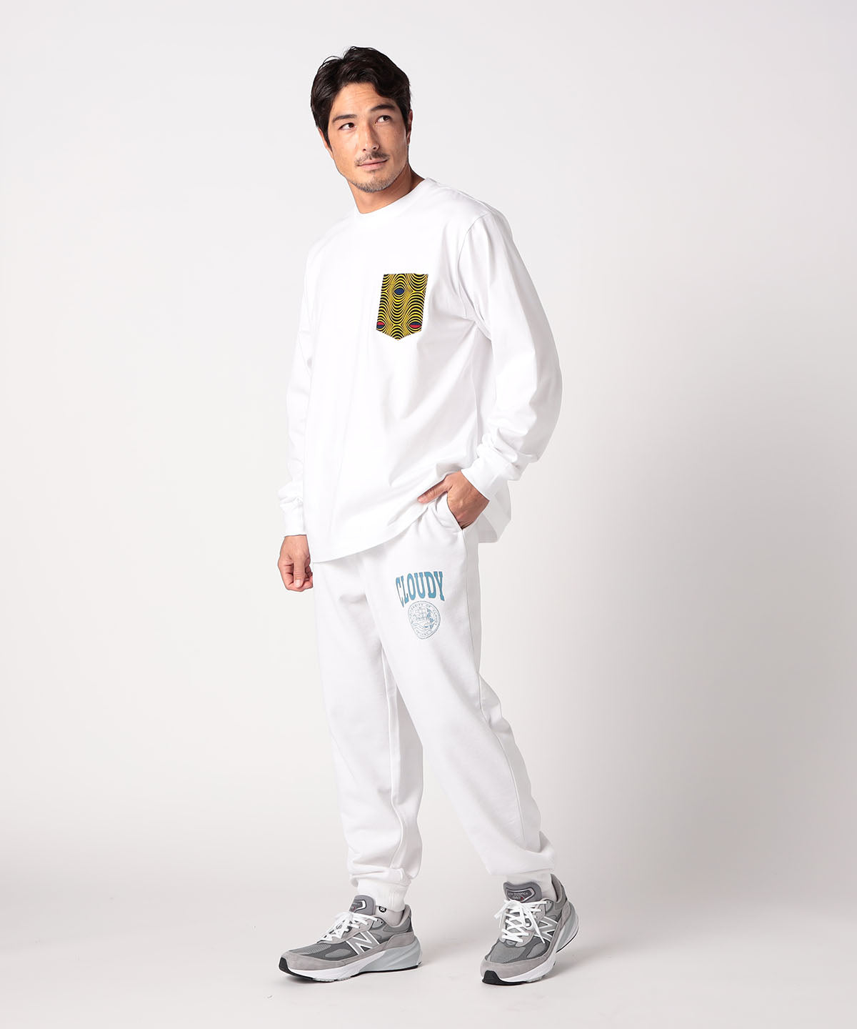 Long Sleeve Pocket T-SHIRTS 001 WHITE
