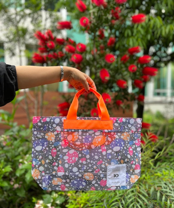 African Textile Mesh Tote Bag (Medium) ORANGE