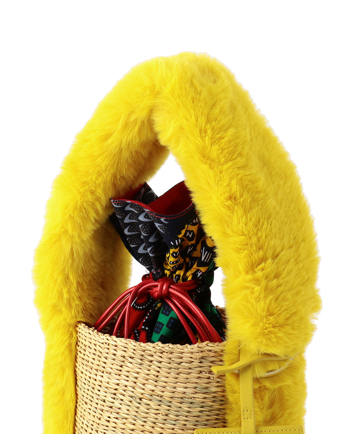 Eco Fur Handle Basket YELLOW