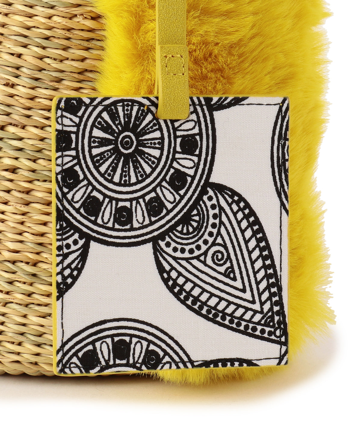 Eco Fur Handle Basket YELLOW
