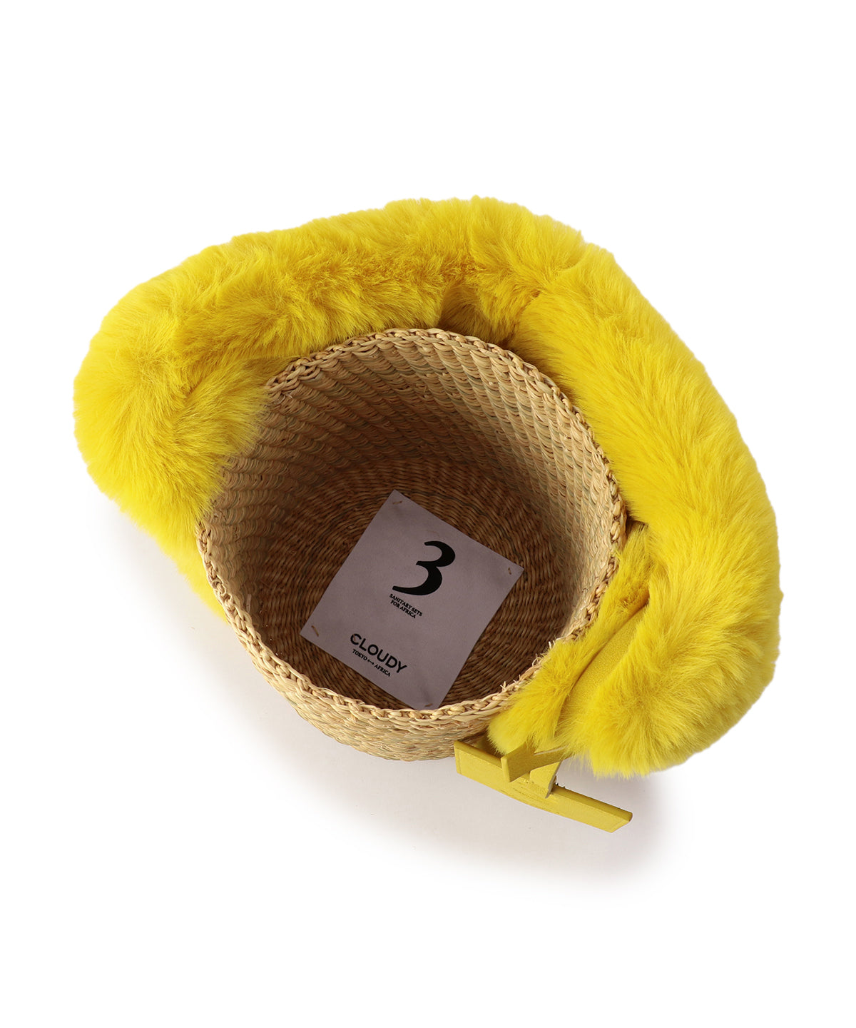 Eco Fur Handle Basket YELLOW