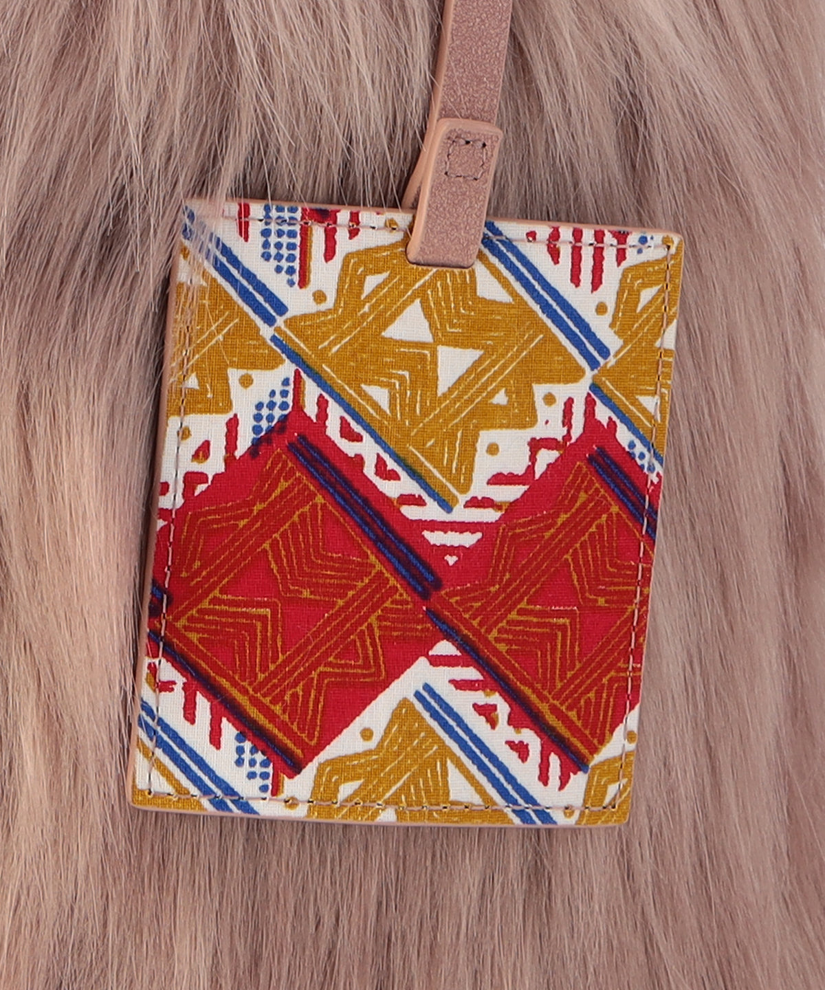 Logo handle Eco fur Tote Bag (small) PINKBEIGE