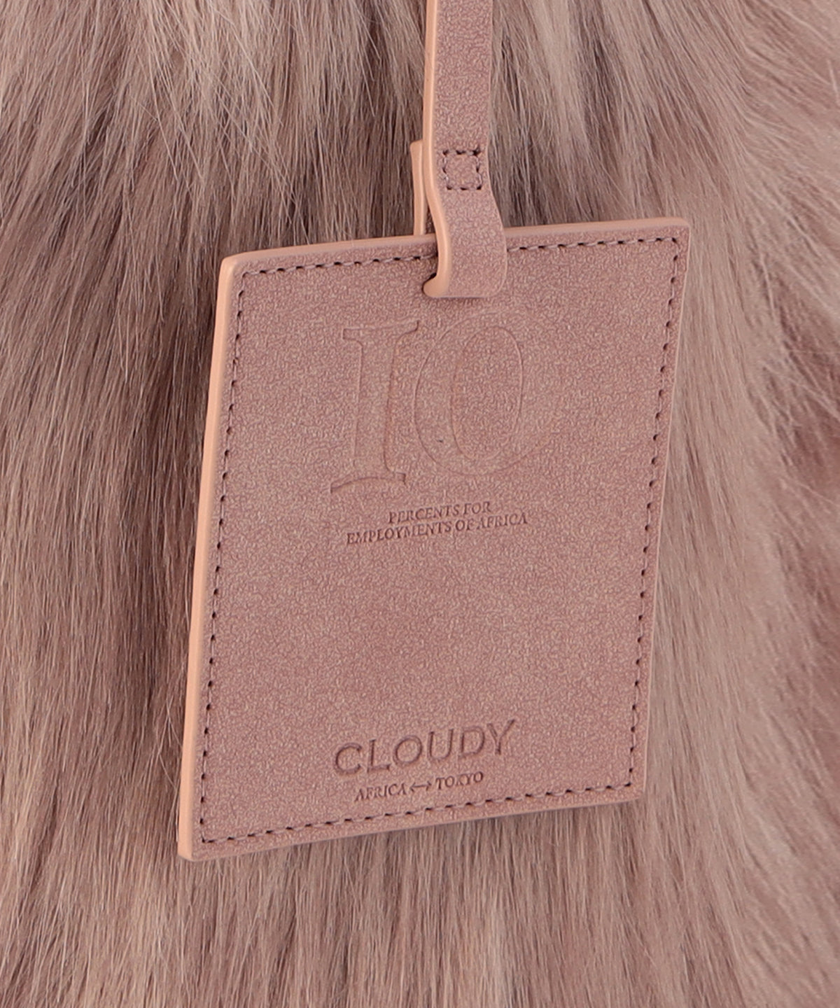 Logo handle Eco fur Tote Bag (small) PINKBEIGE