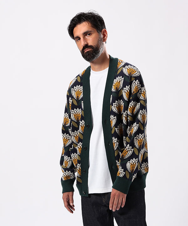 Wool/Nylon Knit Cardigan NAVY